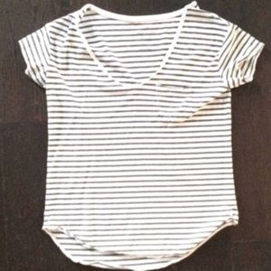 American Eagle Striped Green/White T-Shirt Large